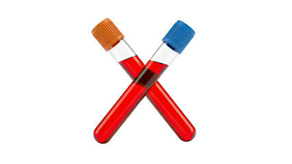 Blood Samples in Test Tubes Crossed on White Background