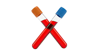 Blood Samples in Test Tubes Crossed on White Background