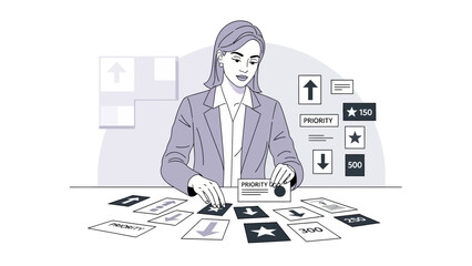 Businesswoman Prioritizing Tasks and Managing Deadlines in a Professional Office Setting