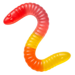 Colorful gummy worm candy isolated on white background