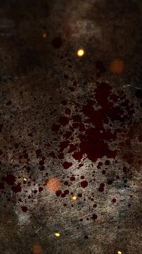 Bloodstained Concrete Illuminated By Fiery Embers, Gritty Industrial Background With Blood Splatters And Flickering Sparks