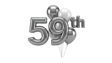 59th Birthday Balloons Celebration on White Background