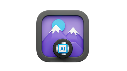 AI-Powered Image Processing Icon on White Background