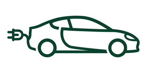 Electric car icon illustrating charging and green energy
