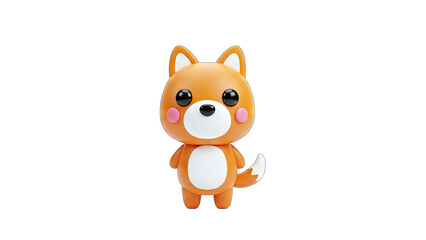 Cute Cartoon Fox Standing on White Background