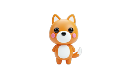 Cute Cartoon Fox Standing on White Background