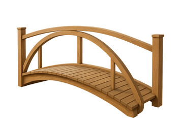 Wooden arch bridge creating connection and pathway, featuring a rustic design for garden and outdoor decor