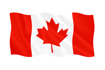 Digital composite. ..Flag of Canada waving with a fabric overlay. ..Canadian, ..PNG file