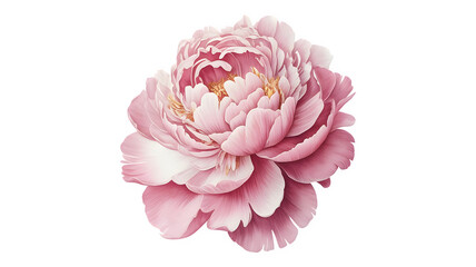 Delicate Pink Peony Flower Bloom Isolated on White Background for Floral Art and Wedding Decor
