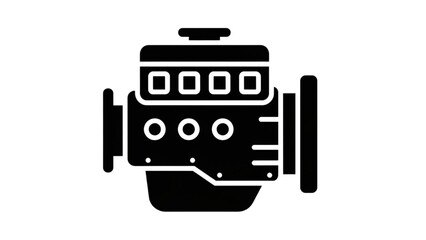 Fototapeta premium Internal Combustion Engine Silhouette Icon Vector