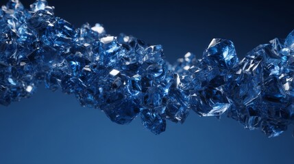 Abstract formation of shimmering blue crystalline structures with intricate faceted surfaces and deep luminosity