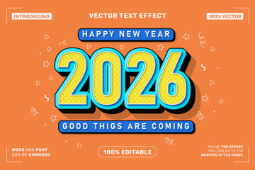 Happy New Year 2026 Editable Vector Text Effect