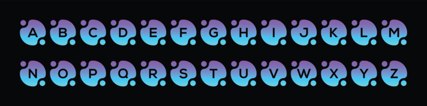 set of collection icon, initial letter A to Z alphabet technology internet computer network business logo design, circle technology bundle set icon graphic vector