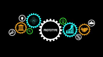 Prototype gears concept innovation startup success teamwork idea generation business growth financial investment marketing strategy launch