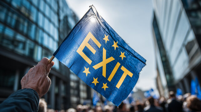 exit eu flag waving