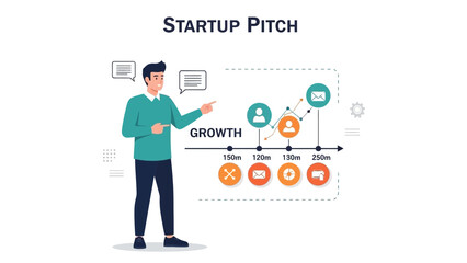 Obraz premium Startup Pitch Presentation with Growth Metrics and Engagement Indicators