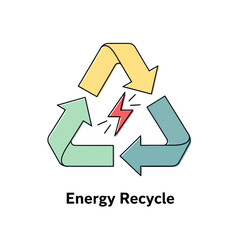 Energy recycle vector flat icon design illustration symbol on white background