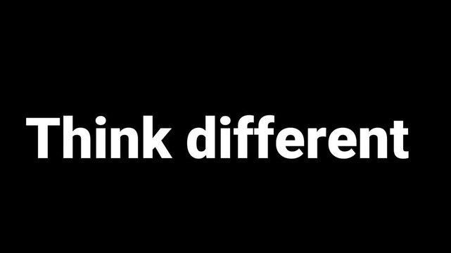 Powerful motivational phrase think different displayed in bold white letters on a solid black background