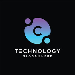 Fototapeta premium Initial letter c technology logo design inspiration