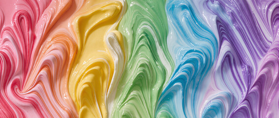 Pastel Rainbow Swirled Cream.