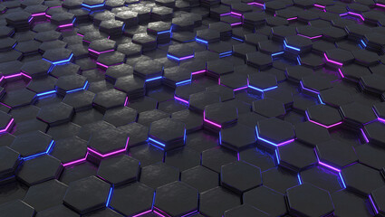 Dark glowing hexagonal pattern.