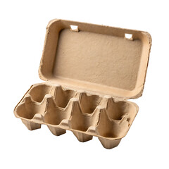 Empty cardboard egg carton isolated on transparent background