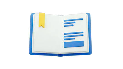 Open Book with Bookmark and Blue Lines - Education Concept