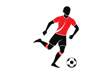 Silhouette of soccer players kicking balls vector illustration on white background