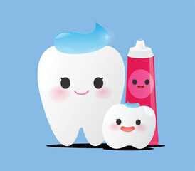 Toothpaste Amount for Adults and Kids Cartoon