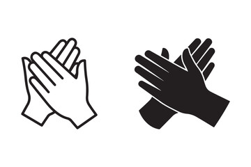 Clapping hands black icon silhouette on white background