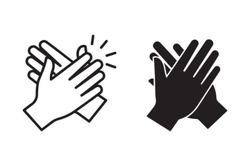 black silhouette clapping hand icon, vector illustration isolated on white background