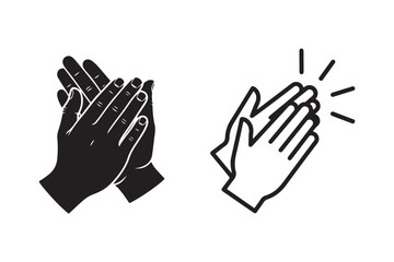 black silhouette clapping hand icon, vector illustration isolated on white background