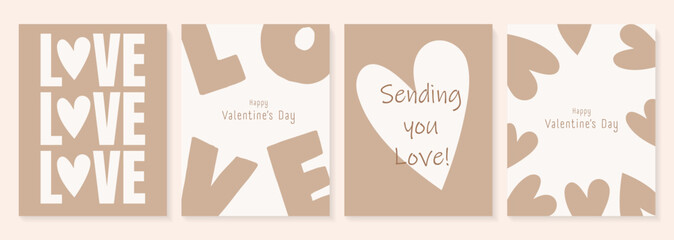 Happy Valentine’s Day greeting card set collection with cute lettering typography vector illustration © UniqGraphicX