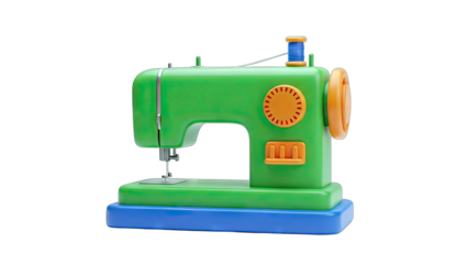 Green Sewing Machine Isolated on White Background