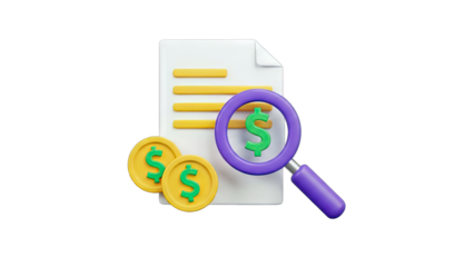 Financial Analysis: Magnifying Glass Examining Documents