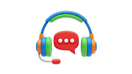 Headphones with Chat Bubble: Customer Service Concept