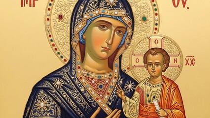 Byzantine Theotokos & Christ Child Icon