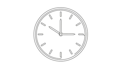 Minimalist Clock Face Outline Drawing Illustrating Time and Schedule