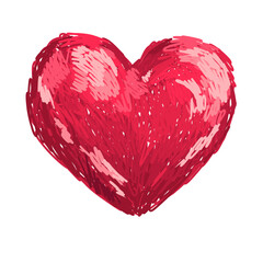 Doodle vector heart. Love symbol, hand painted colorful heart shape, kids, childish paint heart symbol