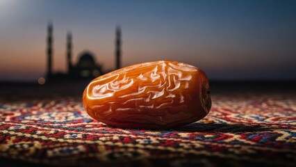 Date Fruit on Traditional Fabric, Mosque Minarets