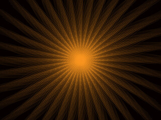 Explosion of orange light radiating from a central point against a dark background