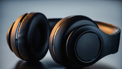 Luxury Black 3D Headphones with Premium Design and Studio Lighting