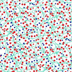 Abstract network design with red and blue nodes on white background vector