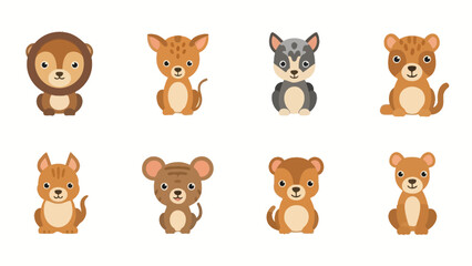 Cartoon animal characters collection in vector format for kids and children projects