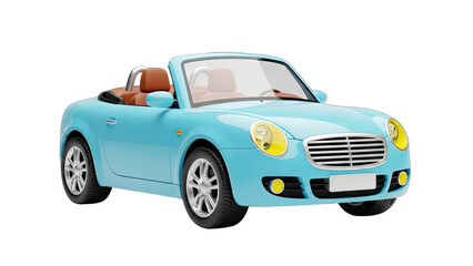 Blue Convertible Car Isolated on White Background