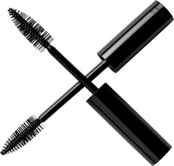 Black mascara wand applicator isolated on white background