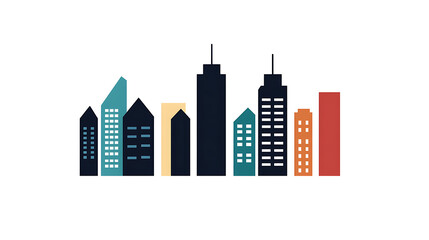 Obraz premium City Skyline Vector Illustration: A sleek, modern cityscape portrayed with clean lines and vibrant colors. Ideal for urban themes, graphic design, and minimalist projects.