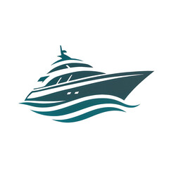 Modern Yacht Logo Icon with Waves on White Background