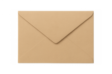Brown manila envelope with flat closed flap communicating mail delivery or personal correspondence, transparent background