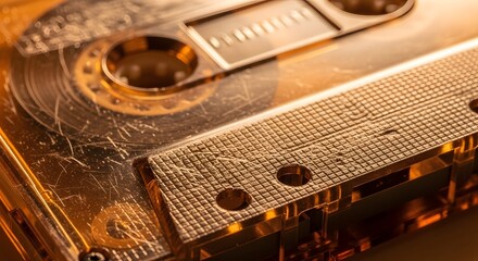 Abstract Texture Background Pattern Design Wallpaper Surface Retro Audio Cassette Tape Lo Fi Music Playlist Podcast Cover Art Vintage Gold Plastic 80s Party Recording Analog
